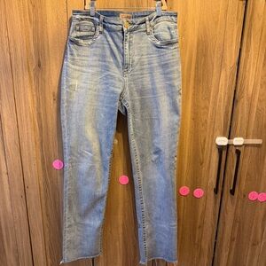 KUT From The Kloth Size 10 Stevie High Rise Straight Leg Jean Raw Hem
